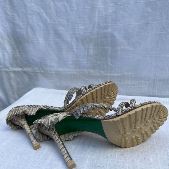 Lisa For Donald J. Pliner NWOT Snake Skin Open Toe High Heel Cream & Black 6½M - Picture 7 of 10